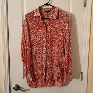 Maje Vibrant Red and White Patterned Top